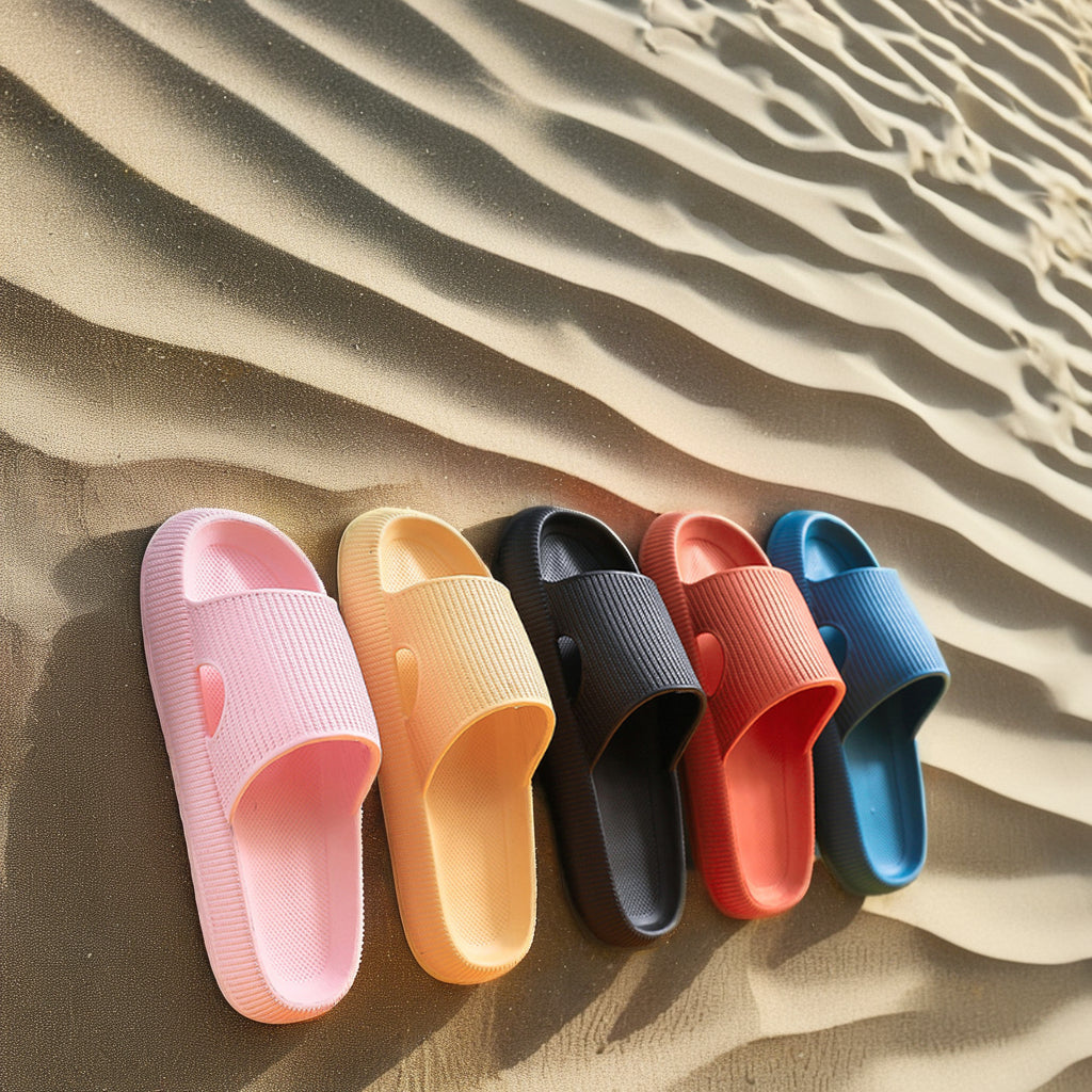 Home Sandals Non-Slip And Deodorizing Home Slippers Solid Color Thick-Soled Beach Slippers For Women