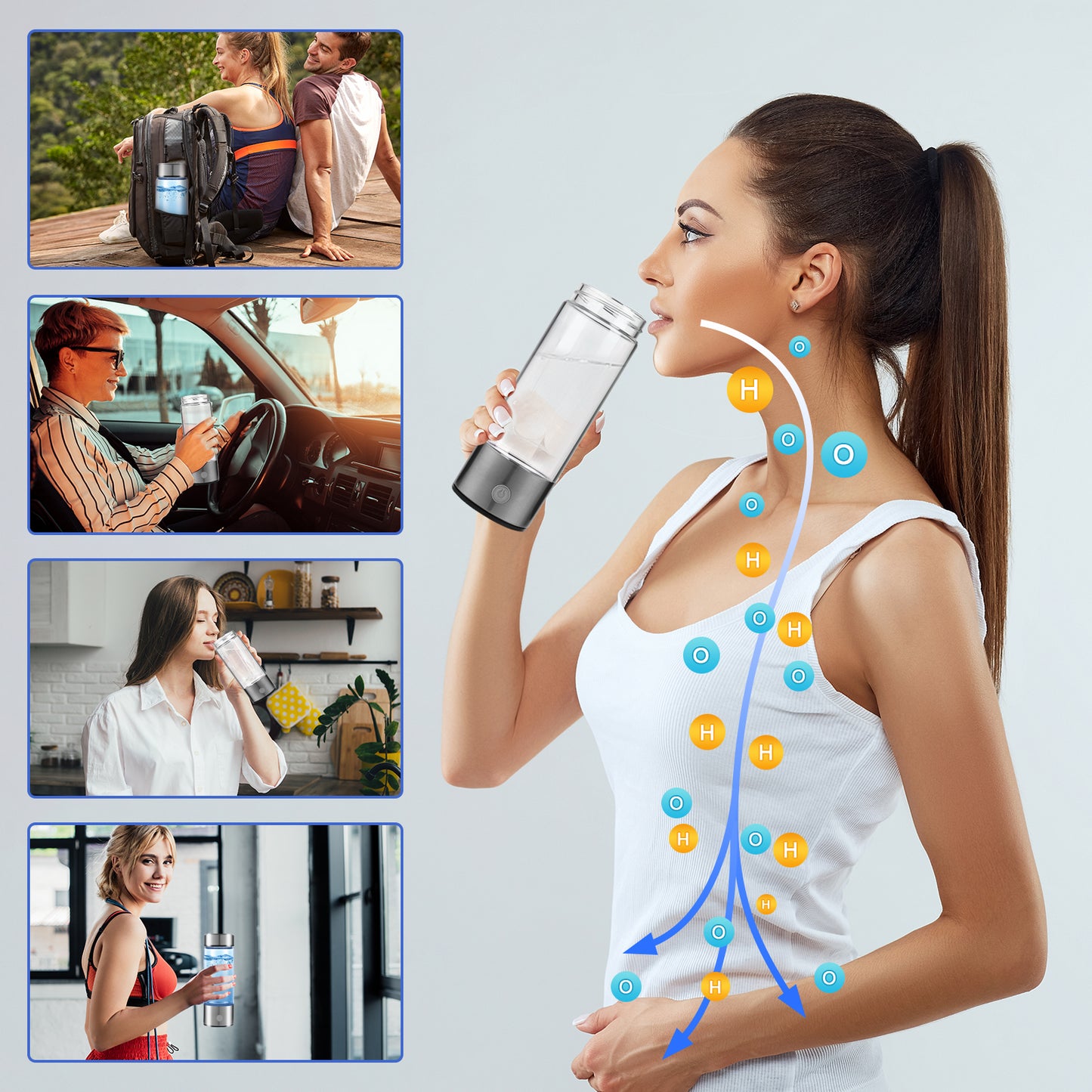 Hydrogen-rich Water Cup High-concentration Portable Health Water Negative Ion Electrolysis Water Cup Titanium Portable Cup